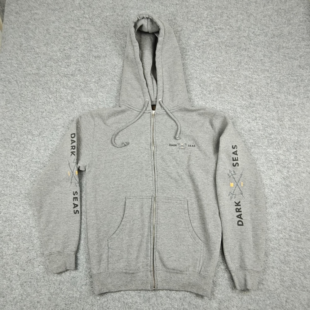 Dark Seas Hoodie Mens Small Gray Division Fleece‎ Full Zip Nautical Graphic
